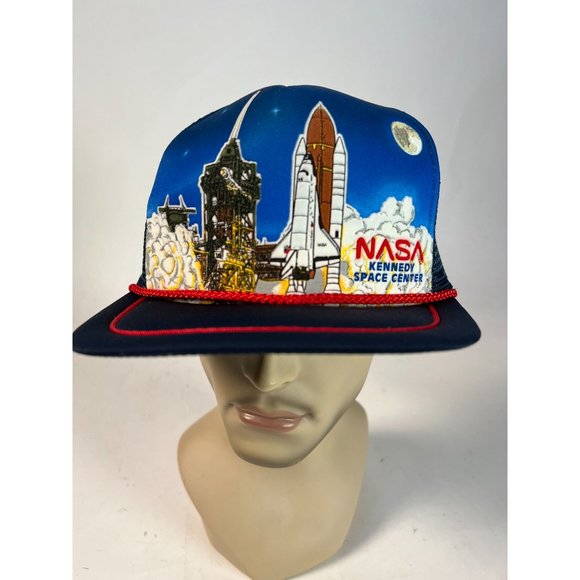 Kandi Tops NASA Kennedy Space Center Mesh Back Trucker Cap OS Adjustable Blue - Picture 1 of 16